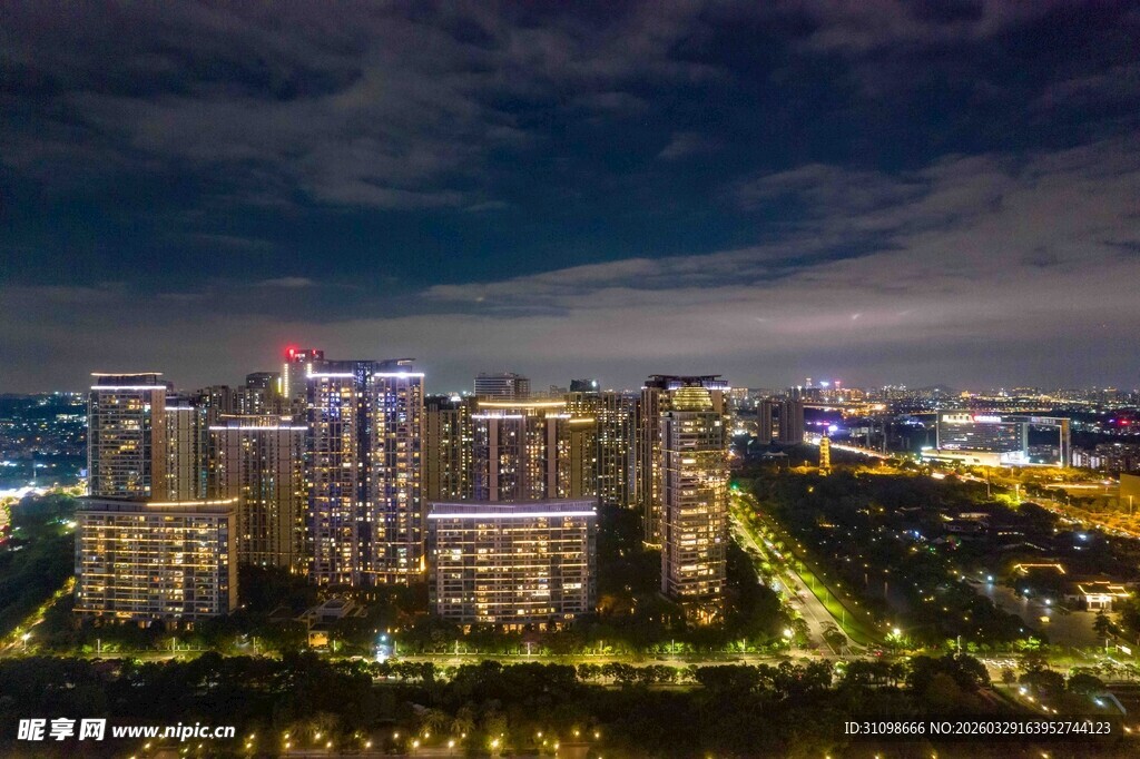 城市璀璨夜景俯瞰图