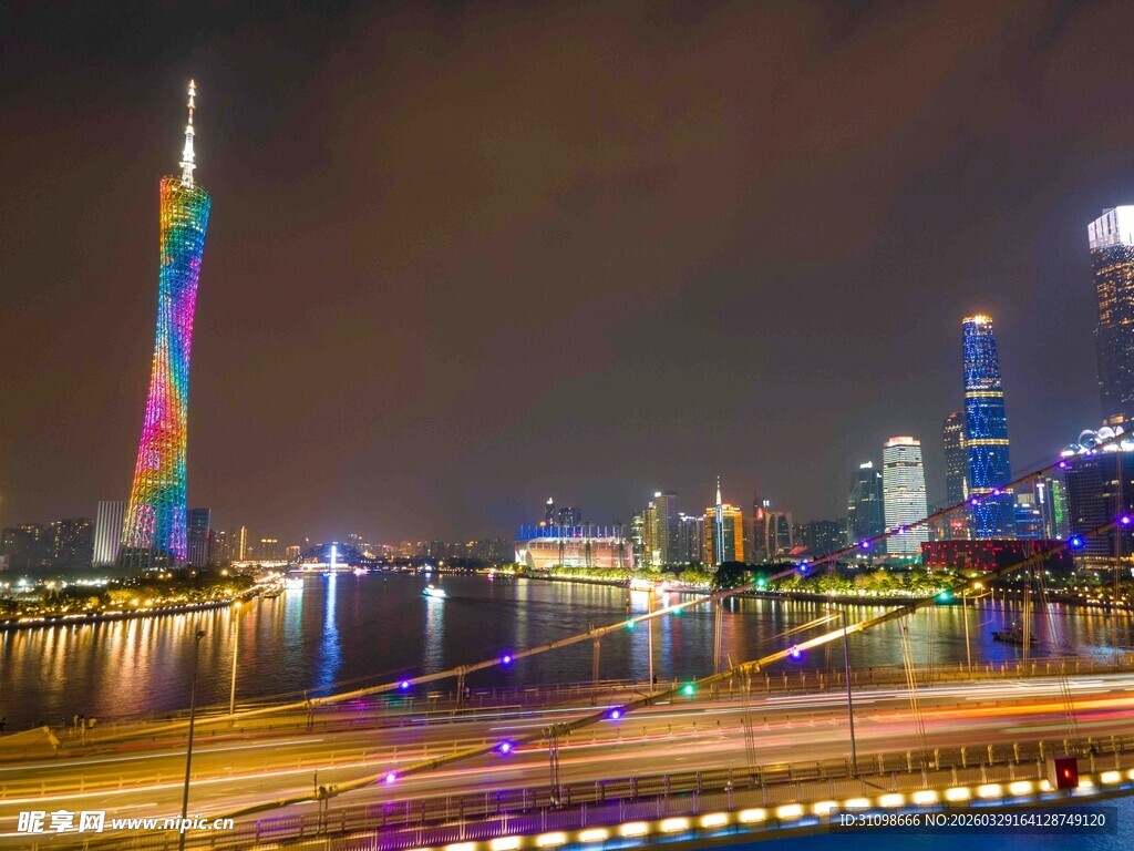 广州夜景璀璨城市风光