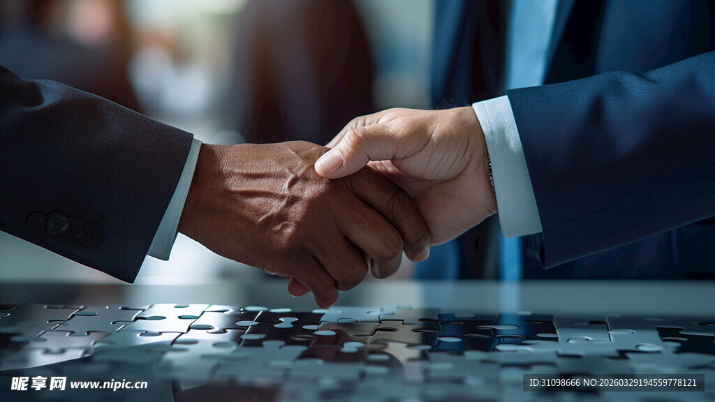 商务人士握手洽谈合作