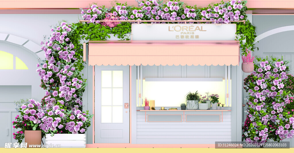 浪漫花卉装饰的精美展柜