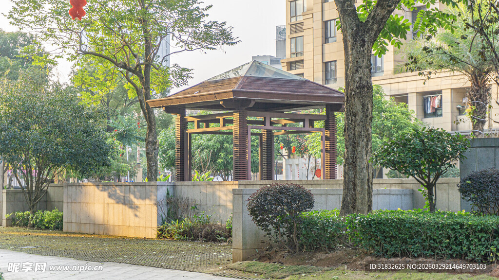 小区中式凉亭景观