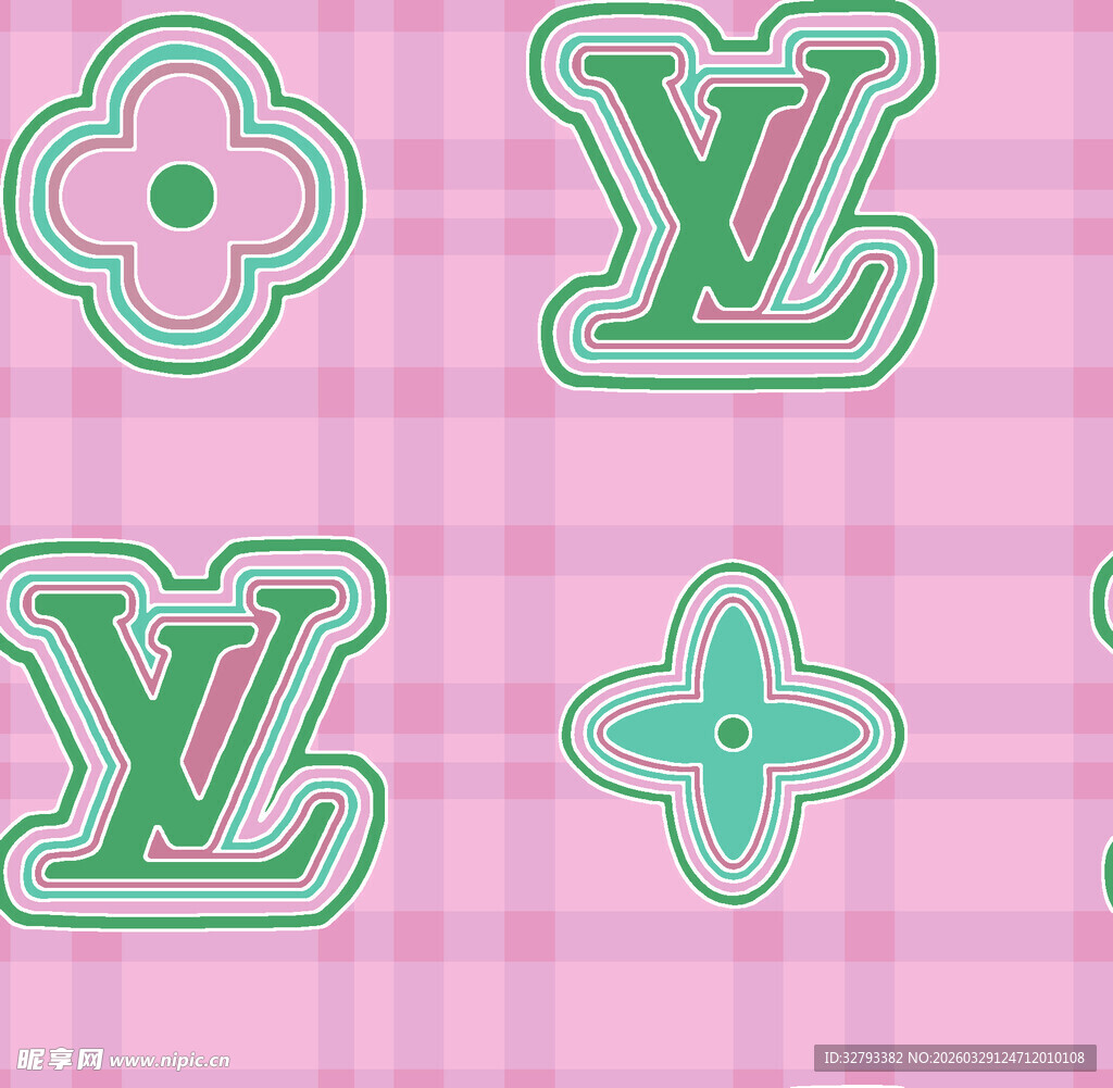 粉色背景LV元素图案