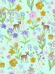 小鹿花卉清新图案背景