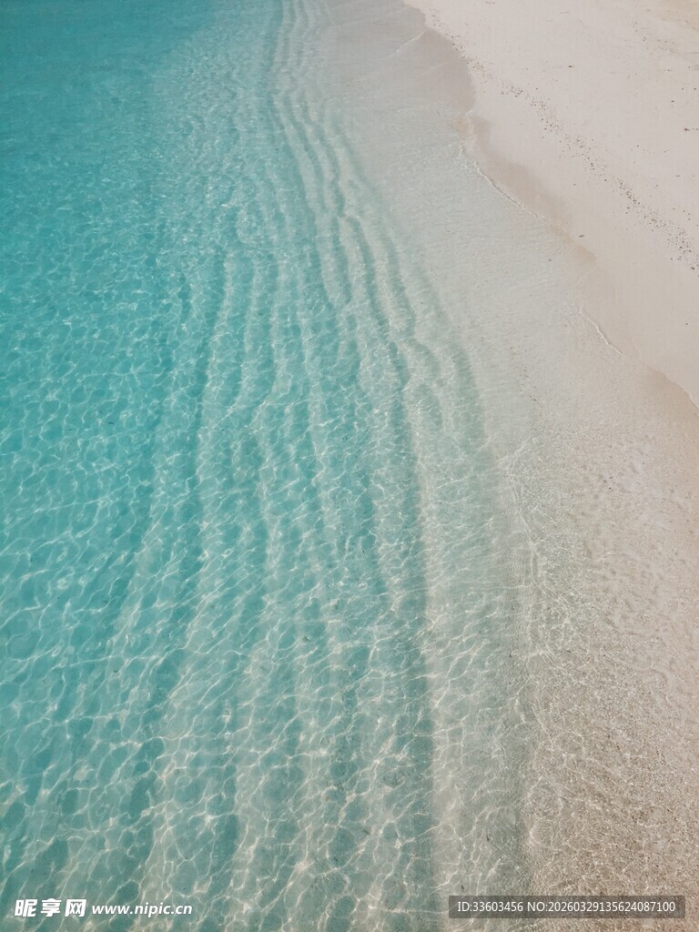 海边沙滩与清澈海水美景