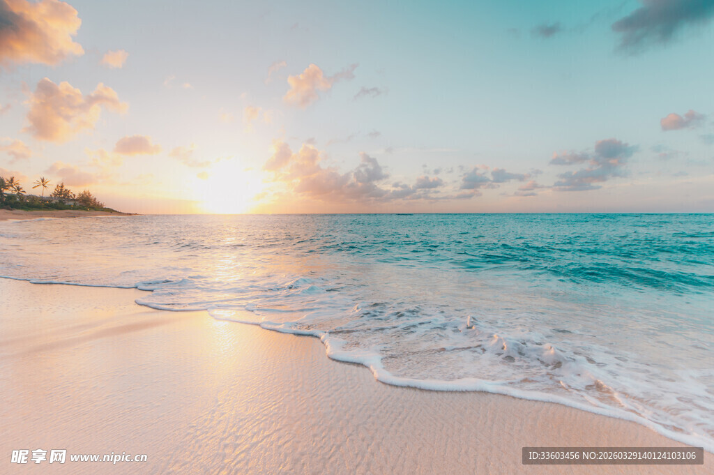 美丽海滩日落美景