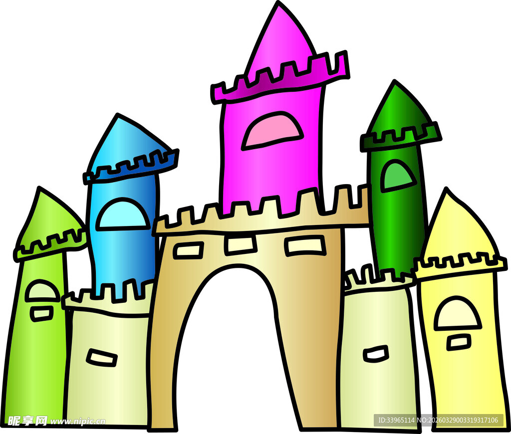 彩色卡通风格梦幻城堡