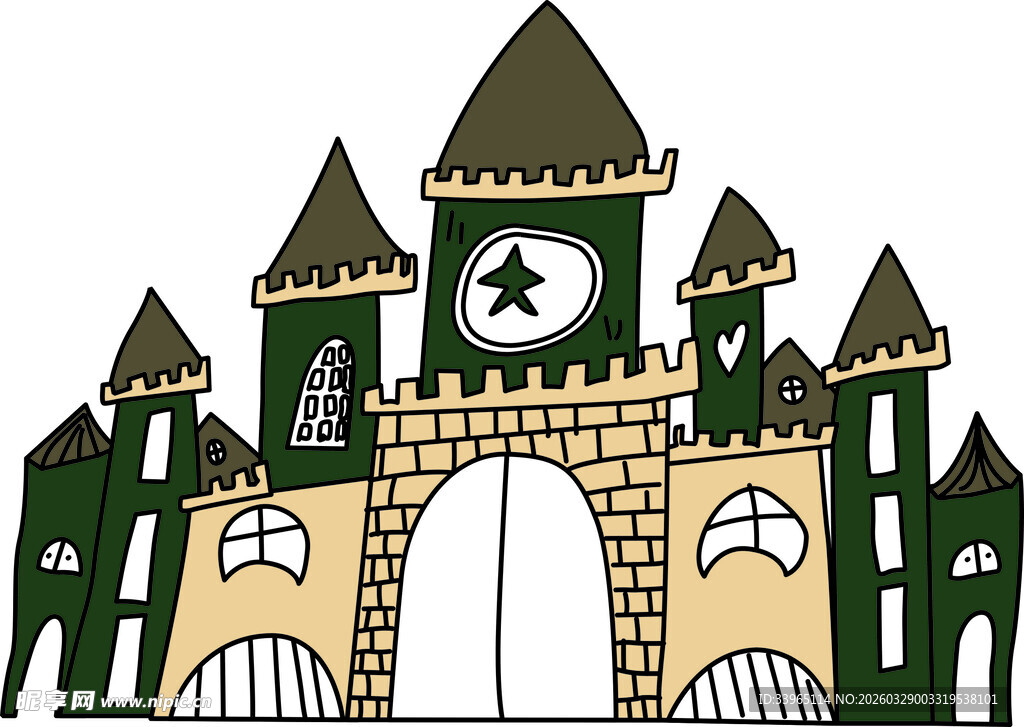 卡通风格的奇幻城堡建筑