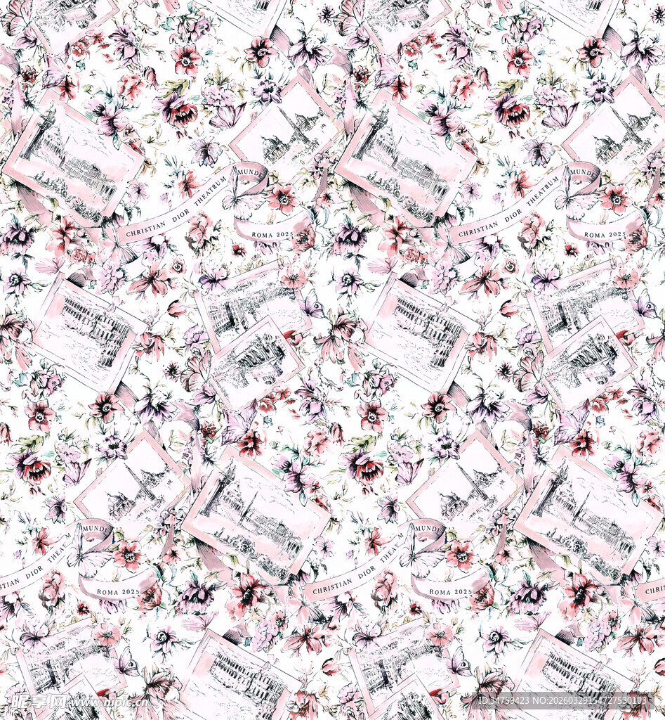 花卉文字图案背景素材