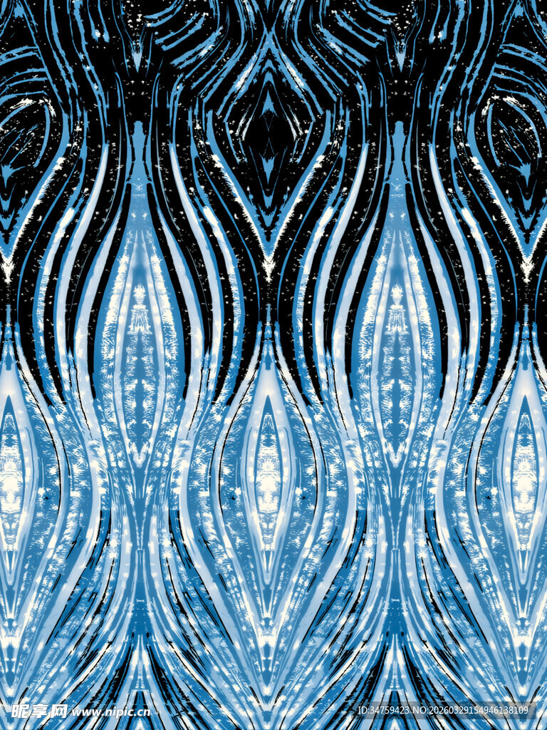 蓝色抽象波纹图案纹理