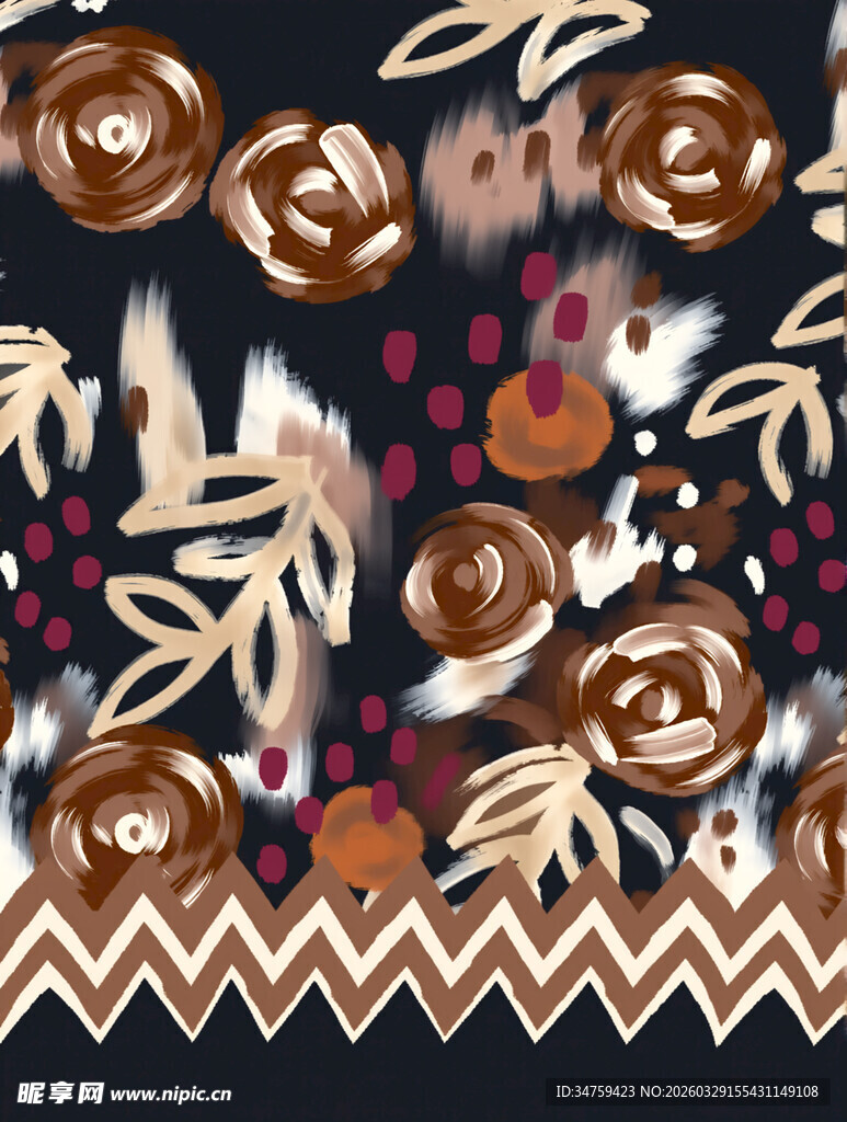 民族风花卉几何图案布料