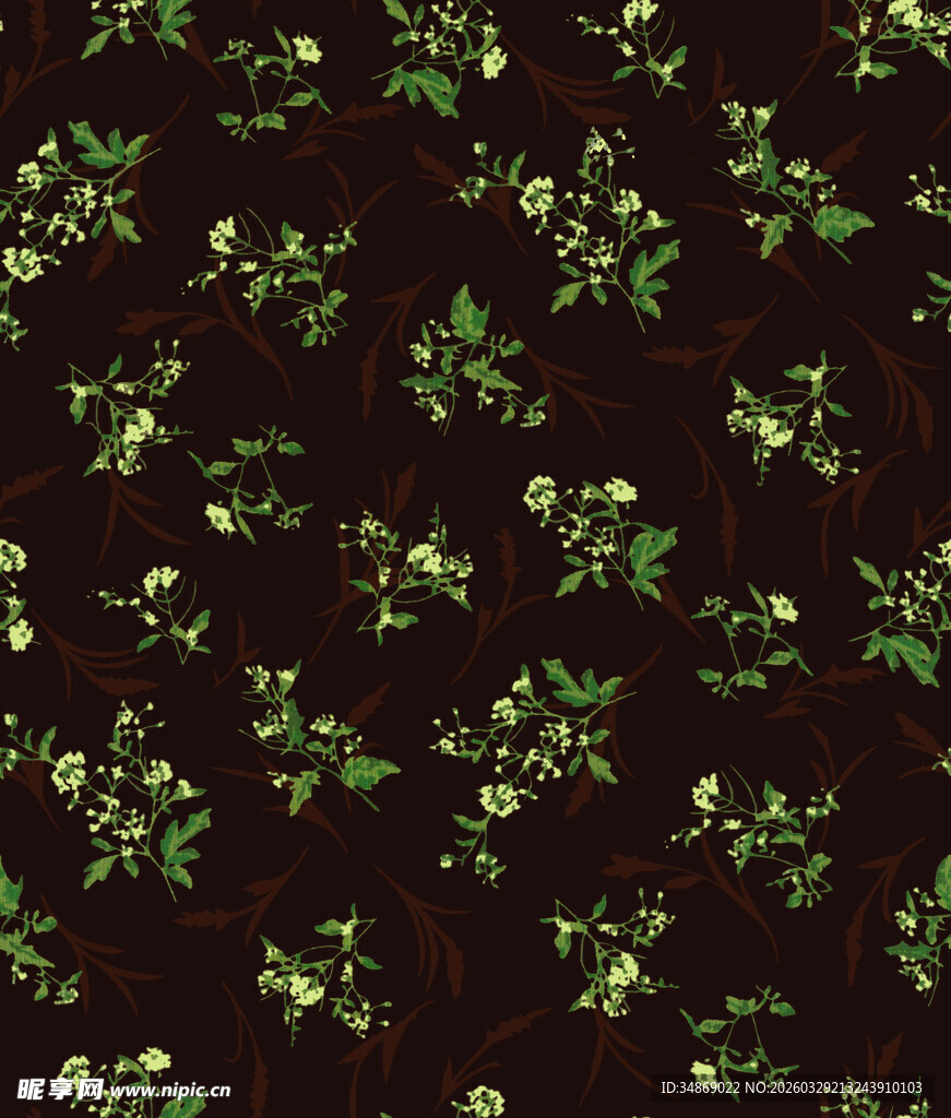 深底绿叶花卉图案纹理