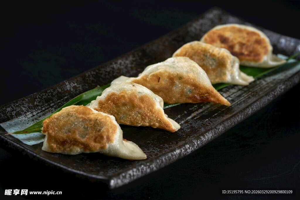 日式美味煎饺摆盘展示