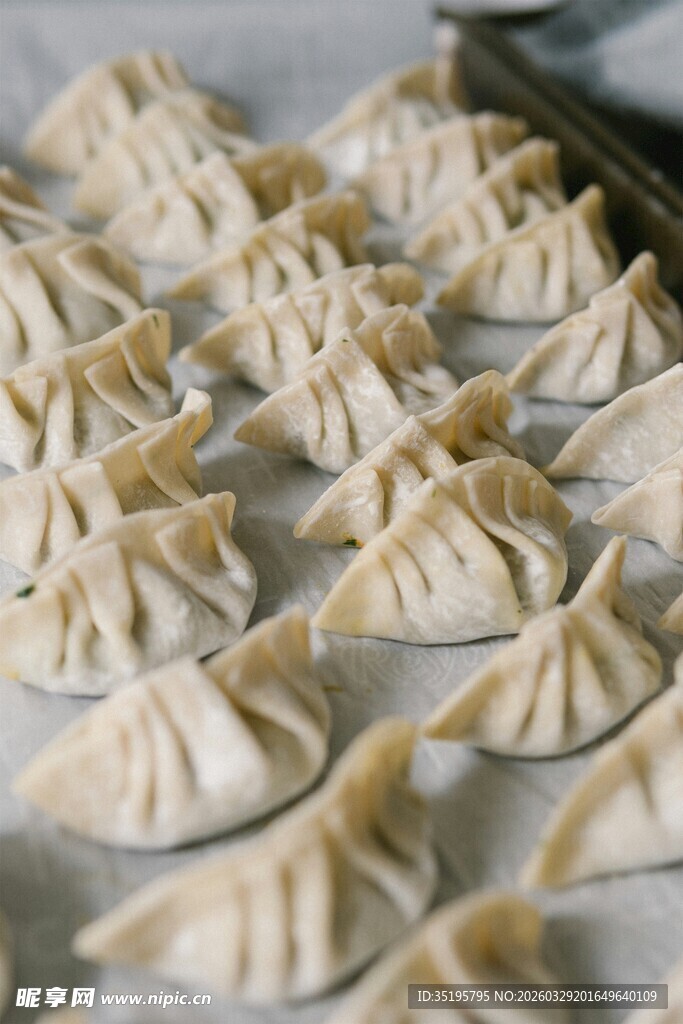 整齐摆放的手工饺子