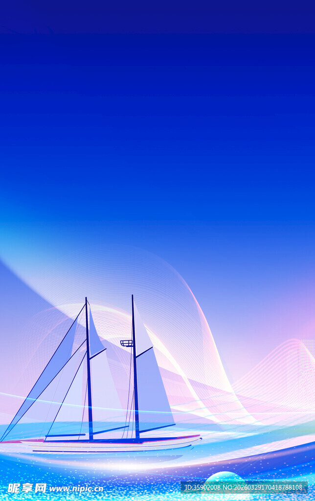 海上双帆船的梦幻风景