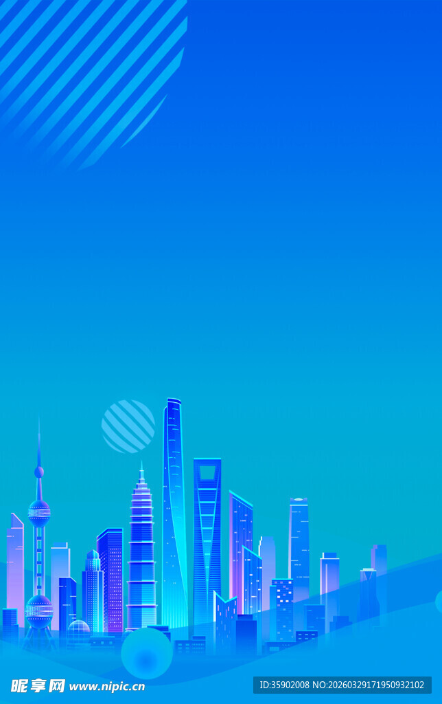 未来感霓虹都市天际线