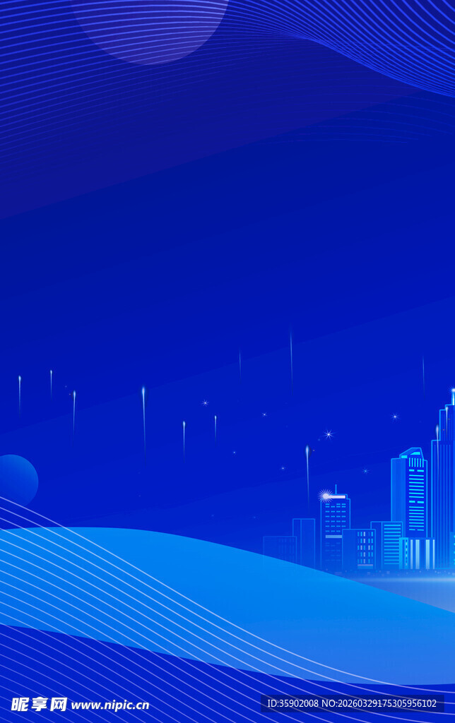 蓝色科技风城市景观背景图