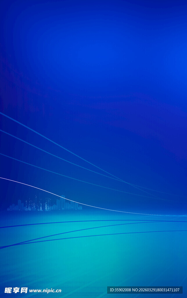 梦幻蓝色海面与光线轨迹