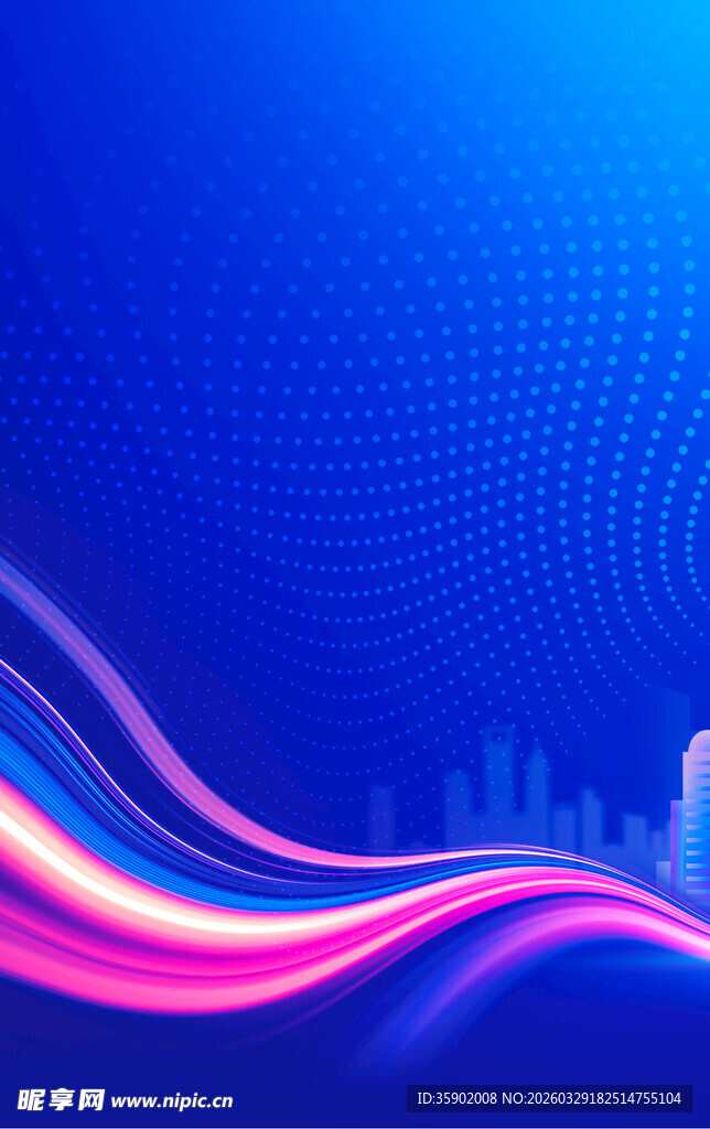 炫彩蓝色流动光效背景