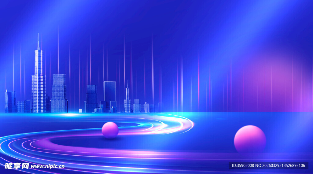 梦幻科技感的未来城市场景