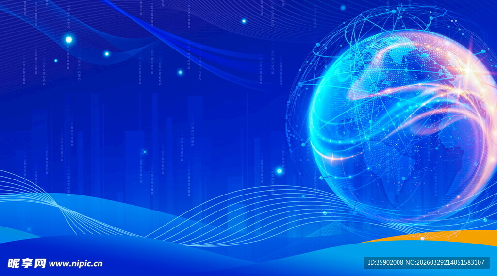 梦幻蓝色科技星球背景图