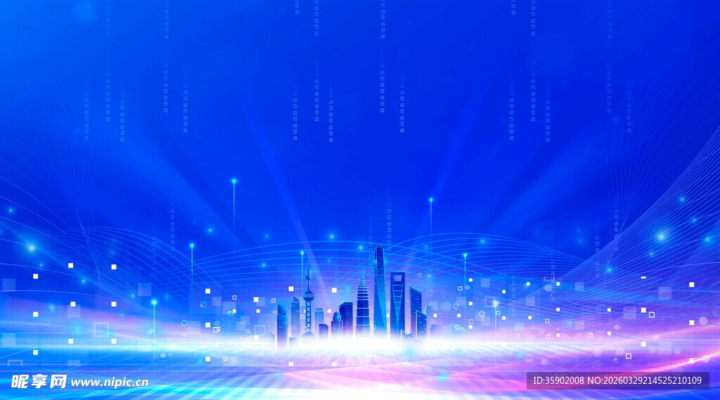 梦幻科技城市夜景背景图