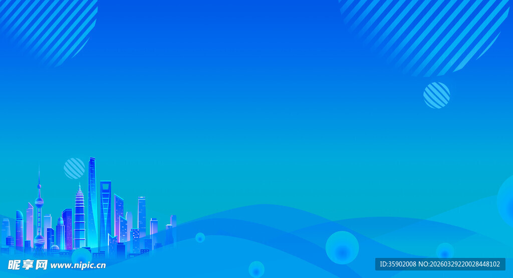 梦幻蓝色科技城市景观