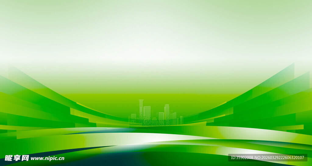 清新绿色动感线条背景图