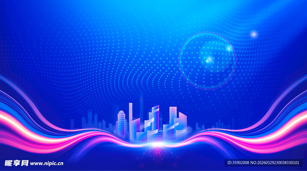 科技城市夜景炫彩背景图