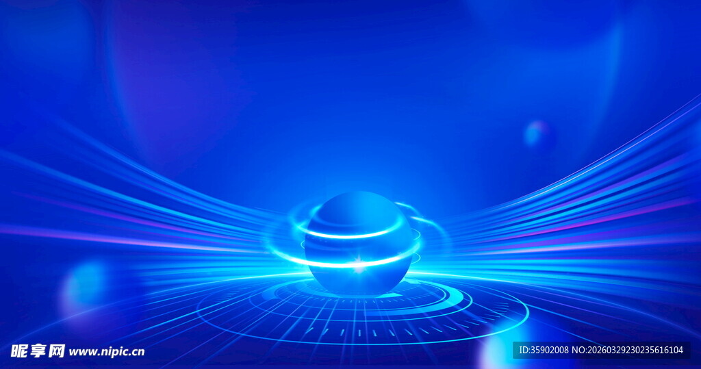 蓝色科技感发光装置场景
