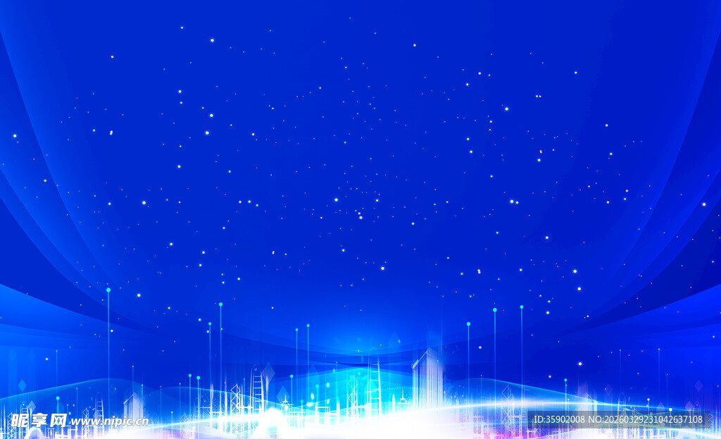 梦幻蓝色光影舞台背景