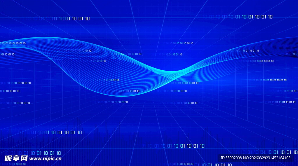 蓝色科技感波浪线条背景