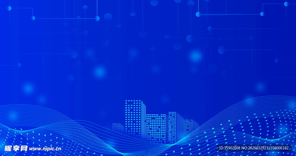 科技感蓝色数字城市背景
