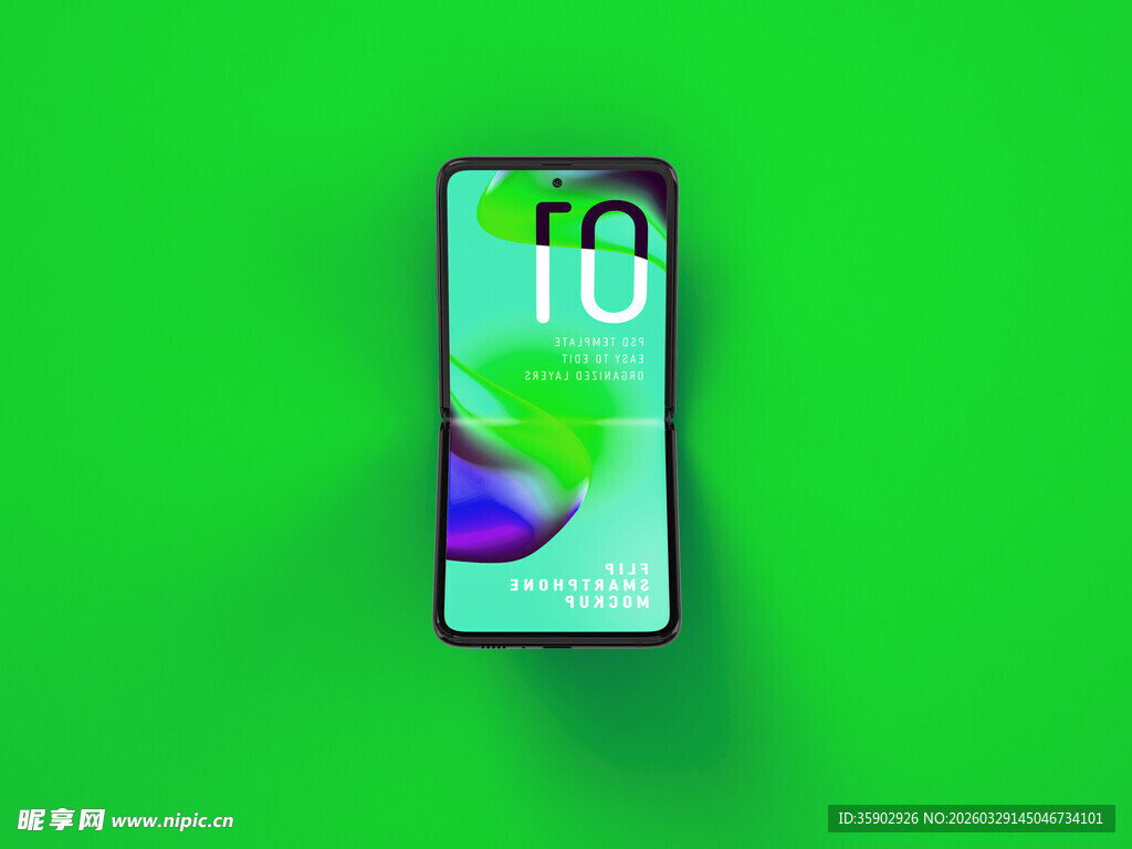 绿色背景下的智能手机展示