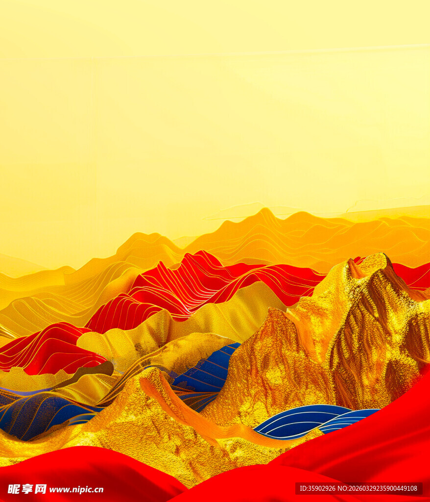 绚丽多彩的起伏山丘景观