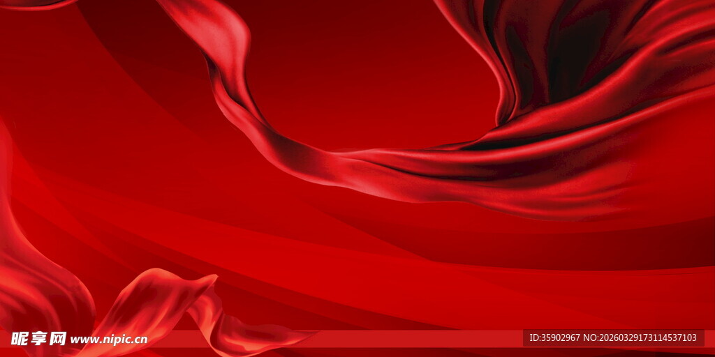 红色动感飘带背景图