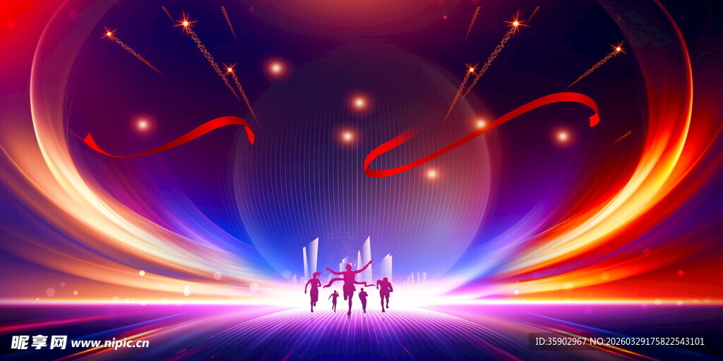 绚丽舞台灯光下的舞者