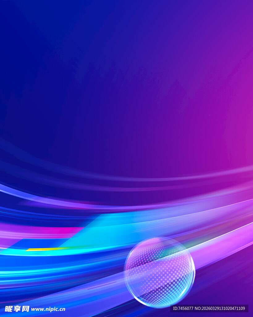 炫彩流动背景中的透明球体