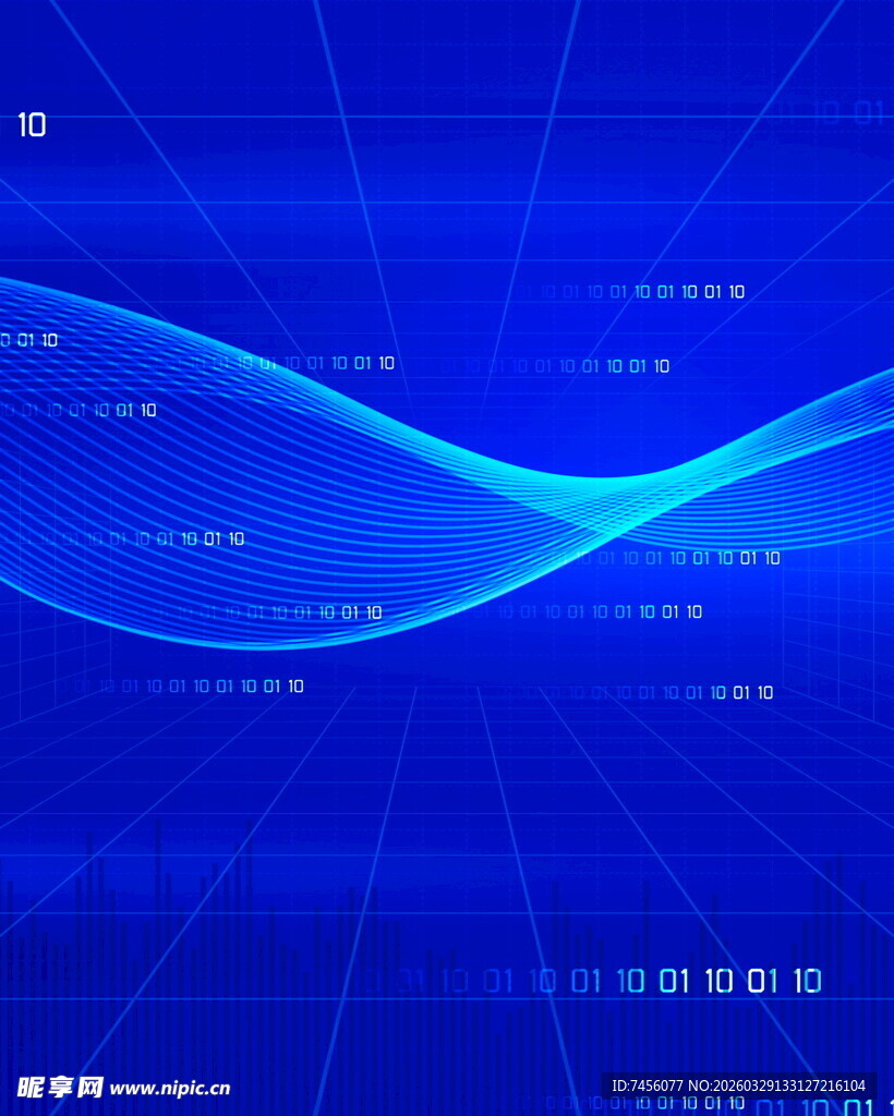 蓝色科技感波浪背景图