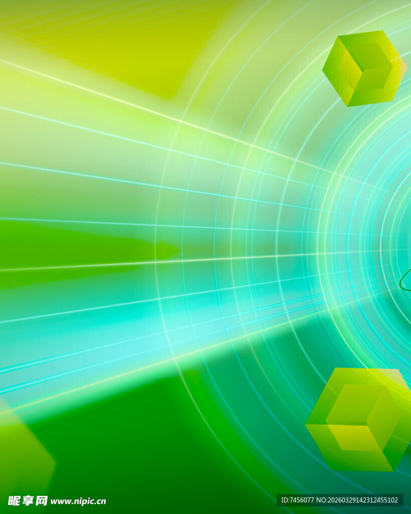 动感绿黄几何抽象背景图