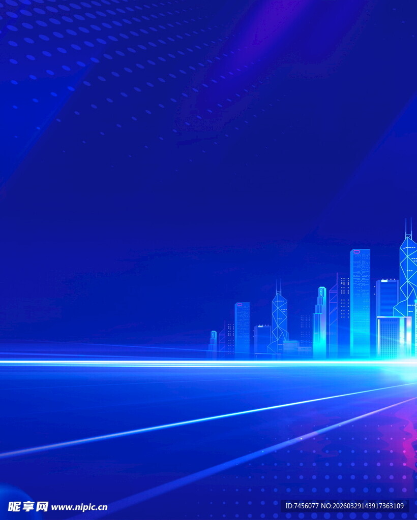 科技感未来城市线条景观