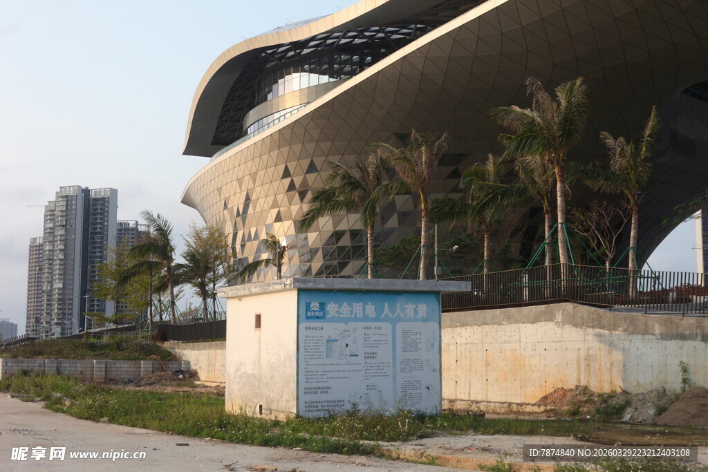 湛江现代建筑旁的绿植景观