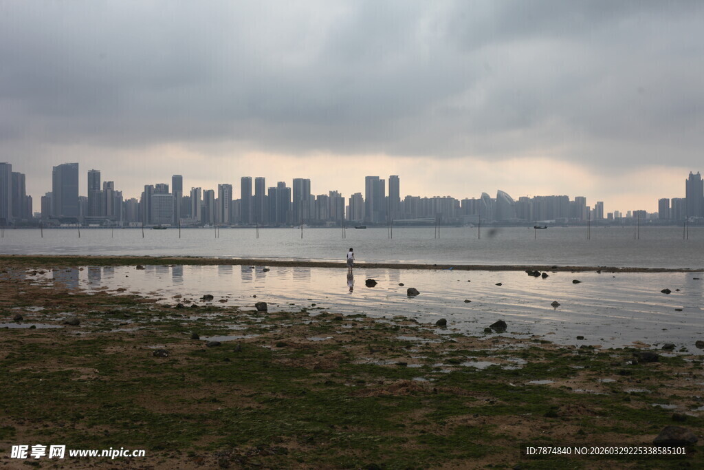 湛江城市天际线与水边景致