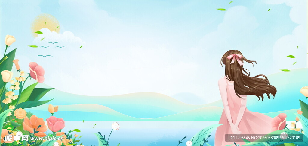 春季踏青背景素材