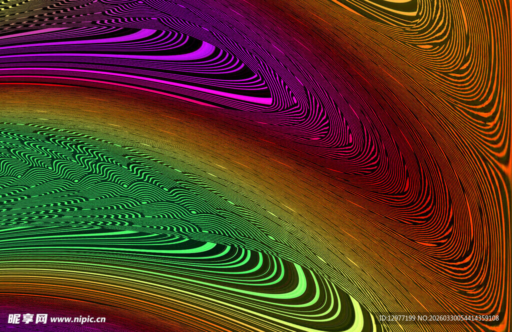 绚丽多彩的抽象分形图案