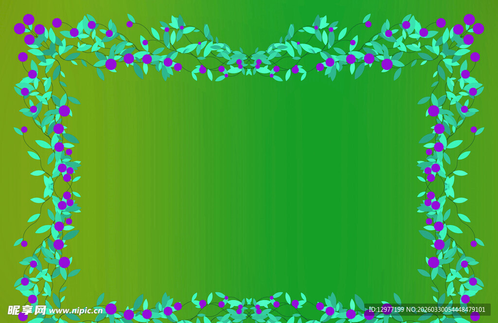 绿色花卉边框背景图