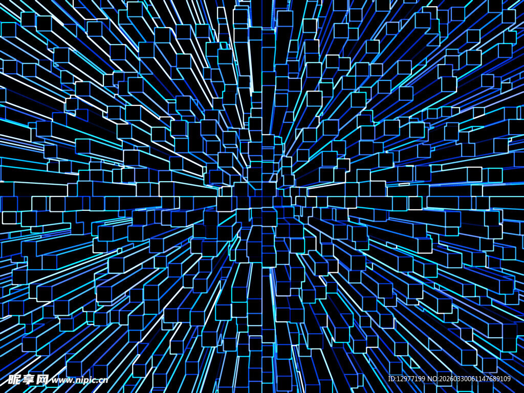 蓝色放射状像素纹理背景