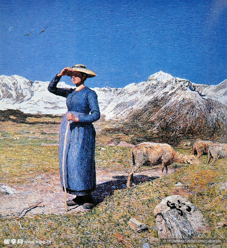 草原牧女与羊群的悠然时光