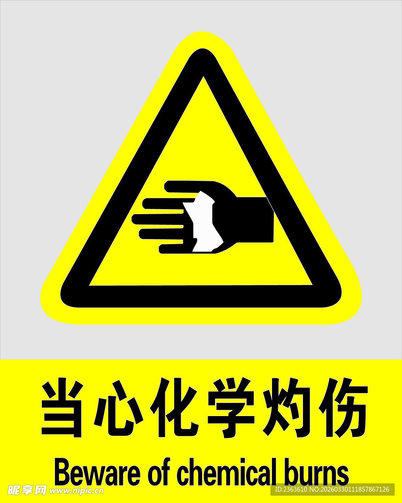 当心化学灼伤警示标志
