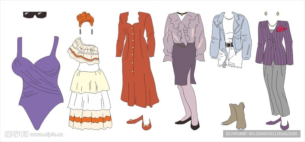 多样复古女装款式展示