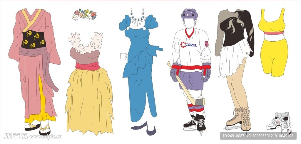 多样风格服饰纸模展示